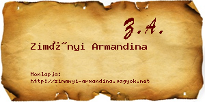 Zimányi Armandina névjegykártya